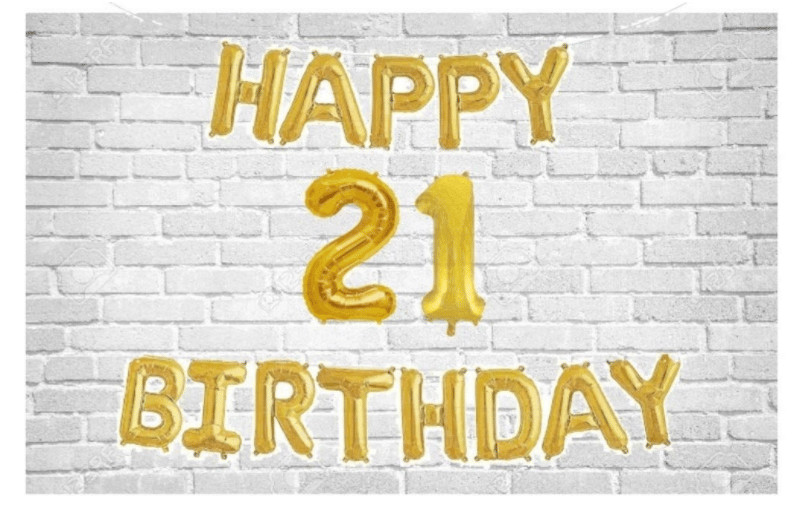     			Happy Birthday (Golden) with Numeric no. 21 (Pack of 15)