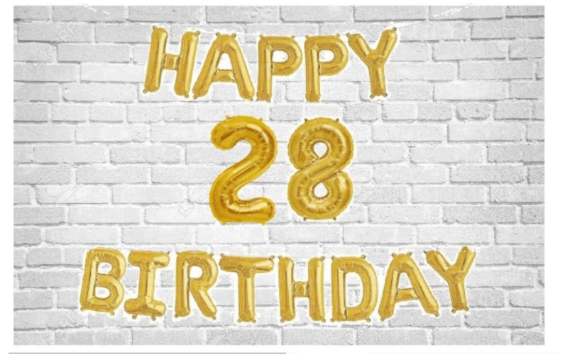     			Happy Birthday (Golden) with Numeric no. 28 (Pack of 15)