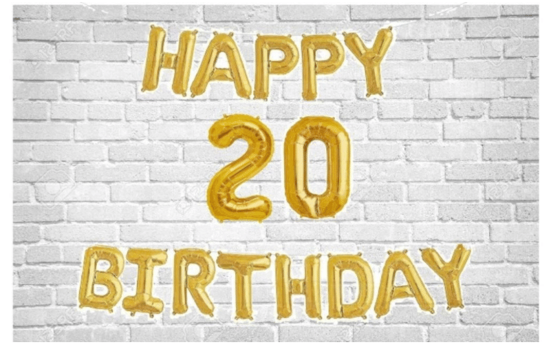     			Happy Birthday (Golden) with Numeric no. 20 (Pack of 15)