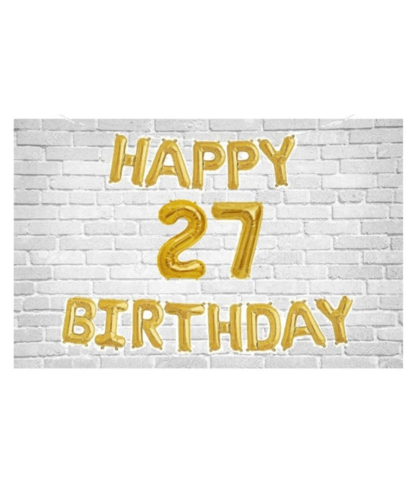     			Happy Birthday (Golden) with Numeric no. 27 (Pack of 15)