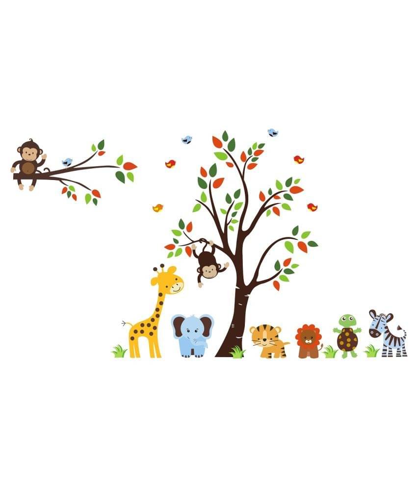 Wallzone Colorful Monkey Tree Sticker ( 70 x 100 cms ) Wallzone Colorful Monkey Tree Sticker ( 70 x 100 cms )