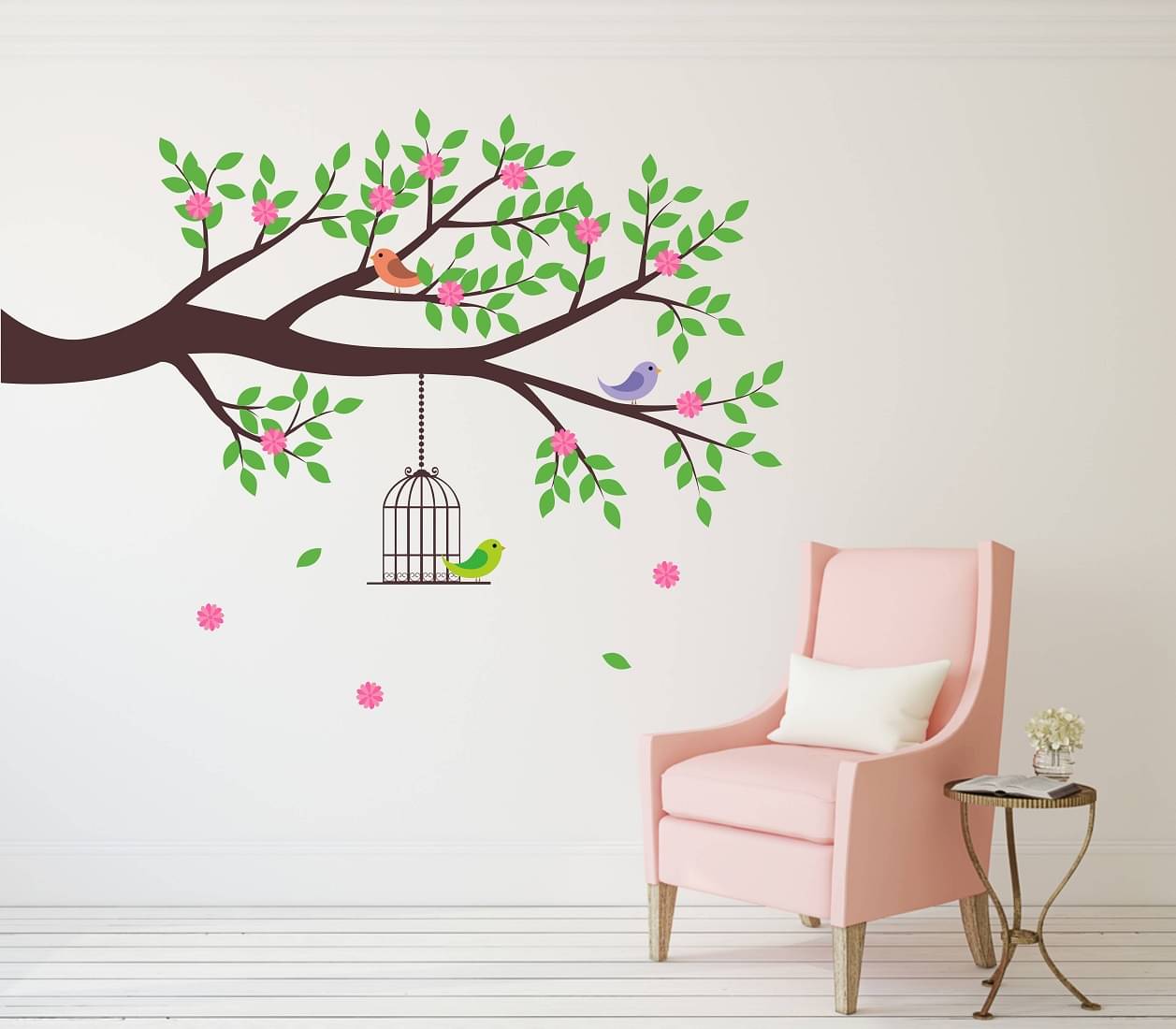 Wallzone Colorfull Tree with Birds Cages Sticker ( 90 x 70 cms ) Wallzone Colorfull Tree with Birds Cages Sticker ( 90 x 70 cms )