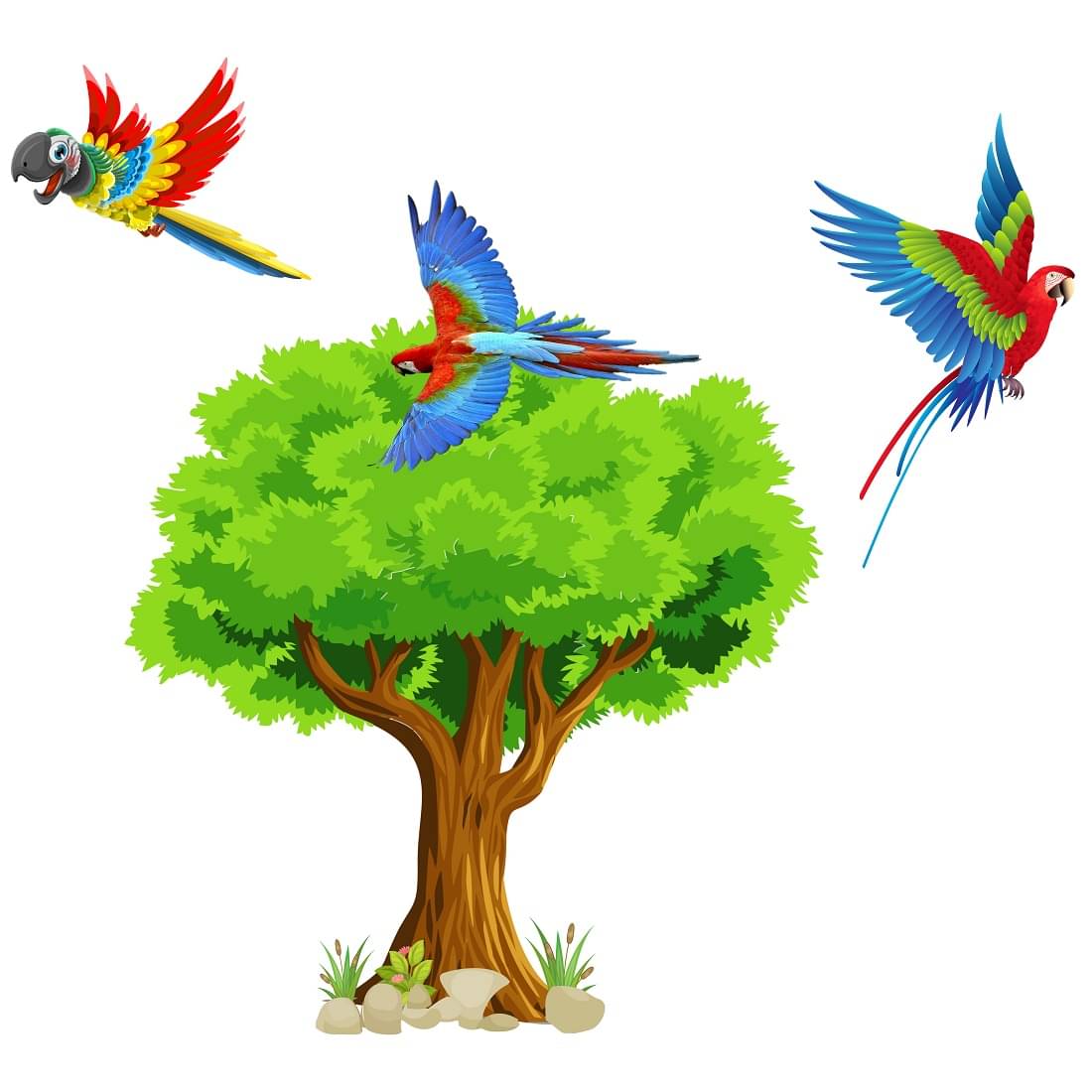 Wallzone Colorfull Tree with Birds Sticker ( 90 x 80 cms ) Wallzone Colorfull Tree with Birds Sticker ( 90 x 80 cms )