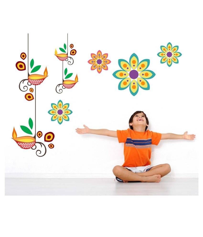     			Wallzone Deepam Sticker ( 100 x 60 cms )