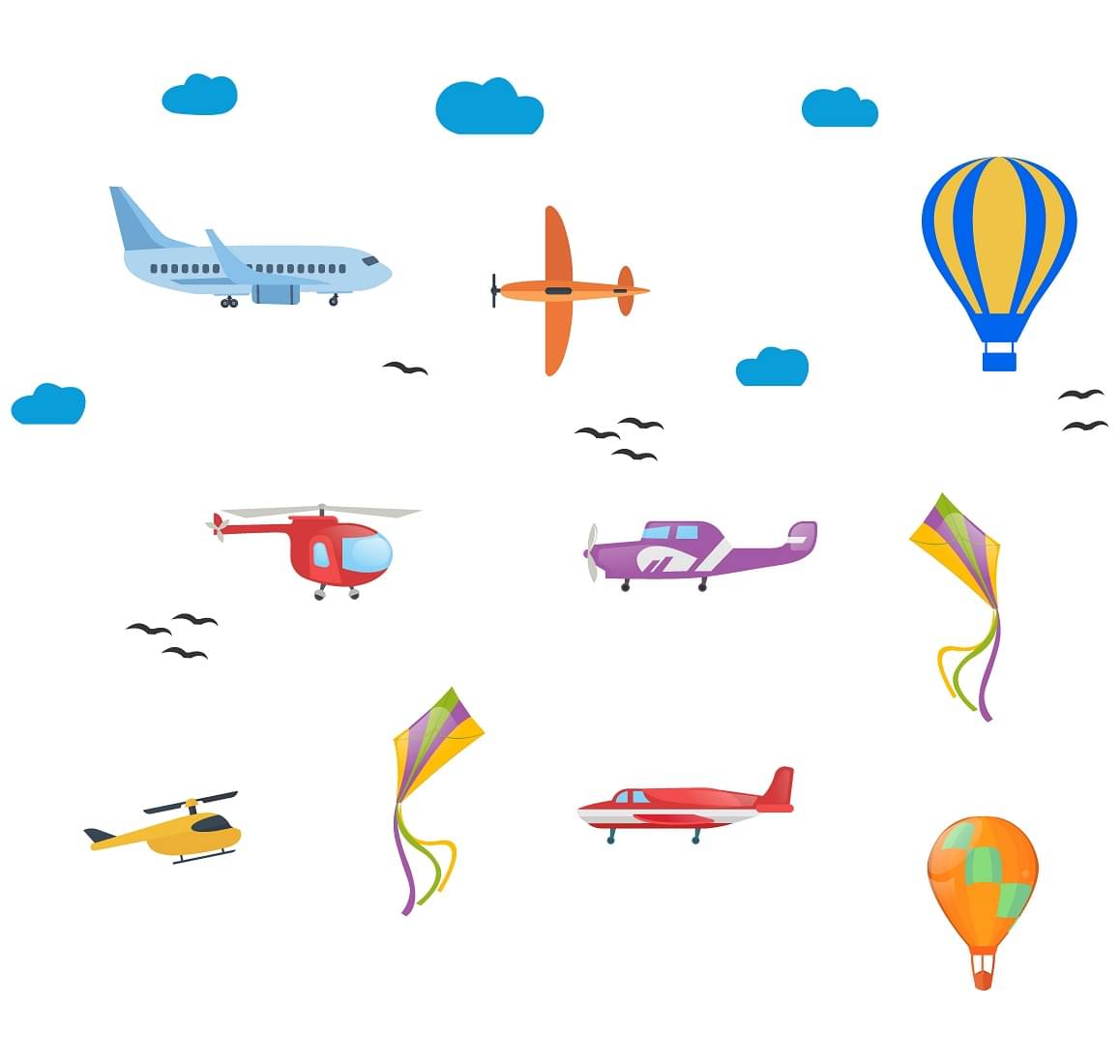 Wallzone Diffent Type Flight Sticker ( 110 x 90 cms ) Wallzone Diffent Type Flight Sticker ( 110 x 90 cms )