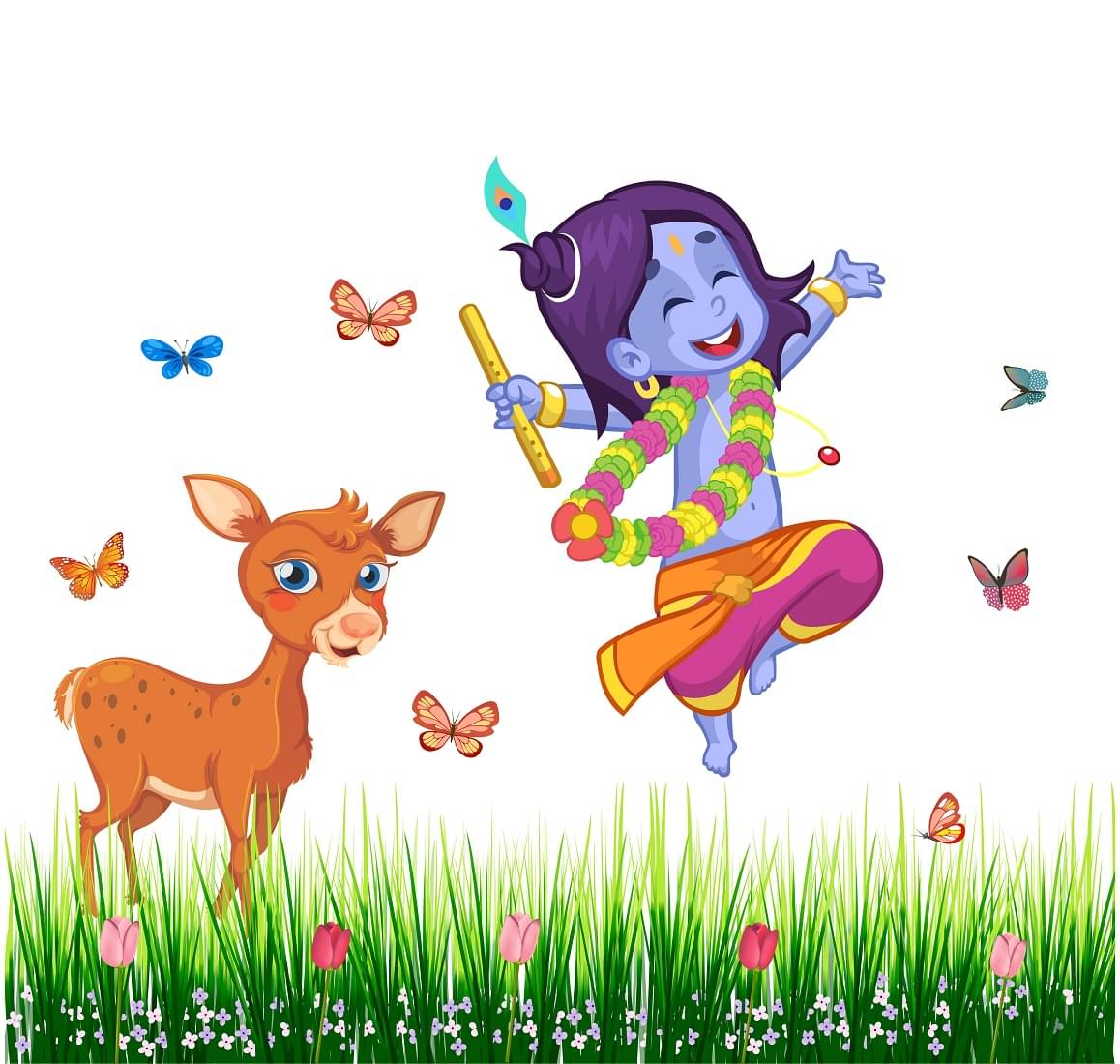     			Wallzone Krishna Sticker ( 80 x 60 cms )
