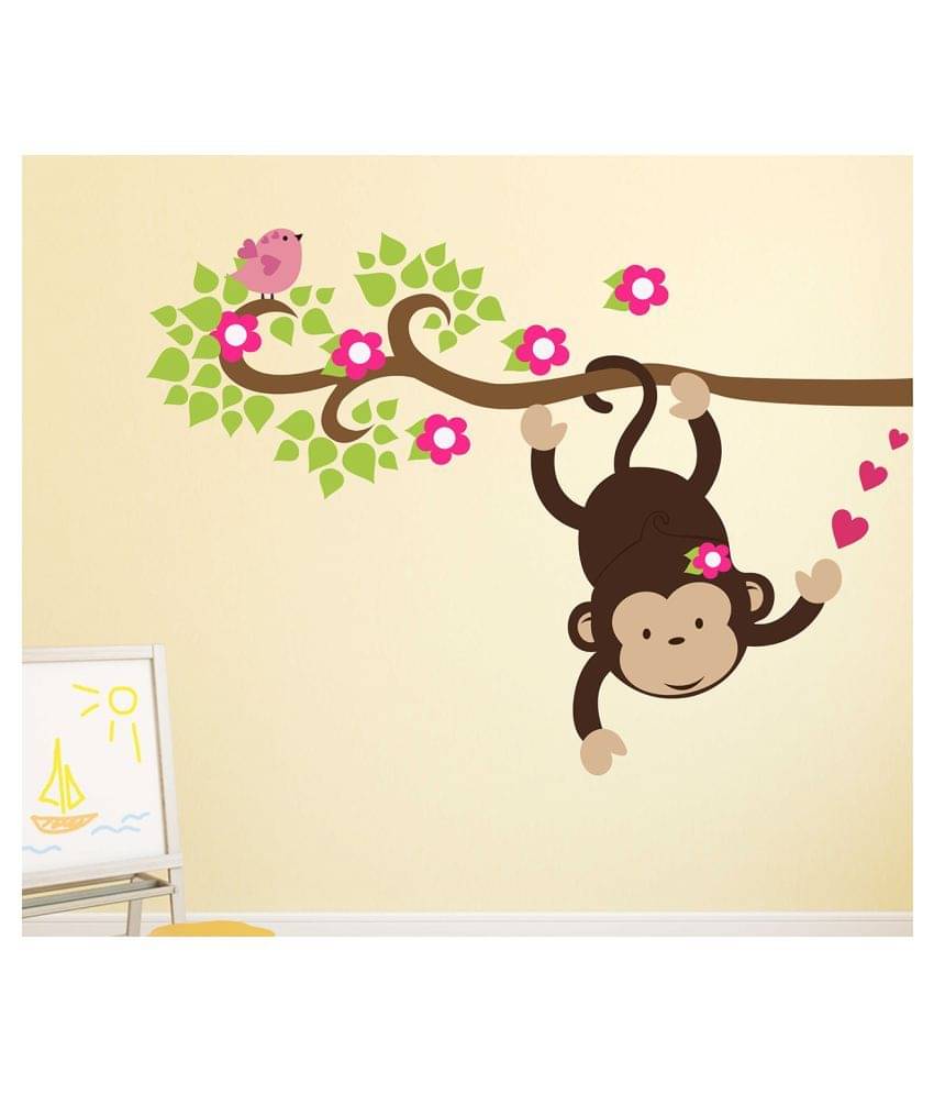     			Wallzone Monkey Sticker ( 70 x 75 cms )