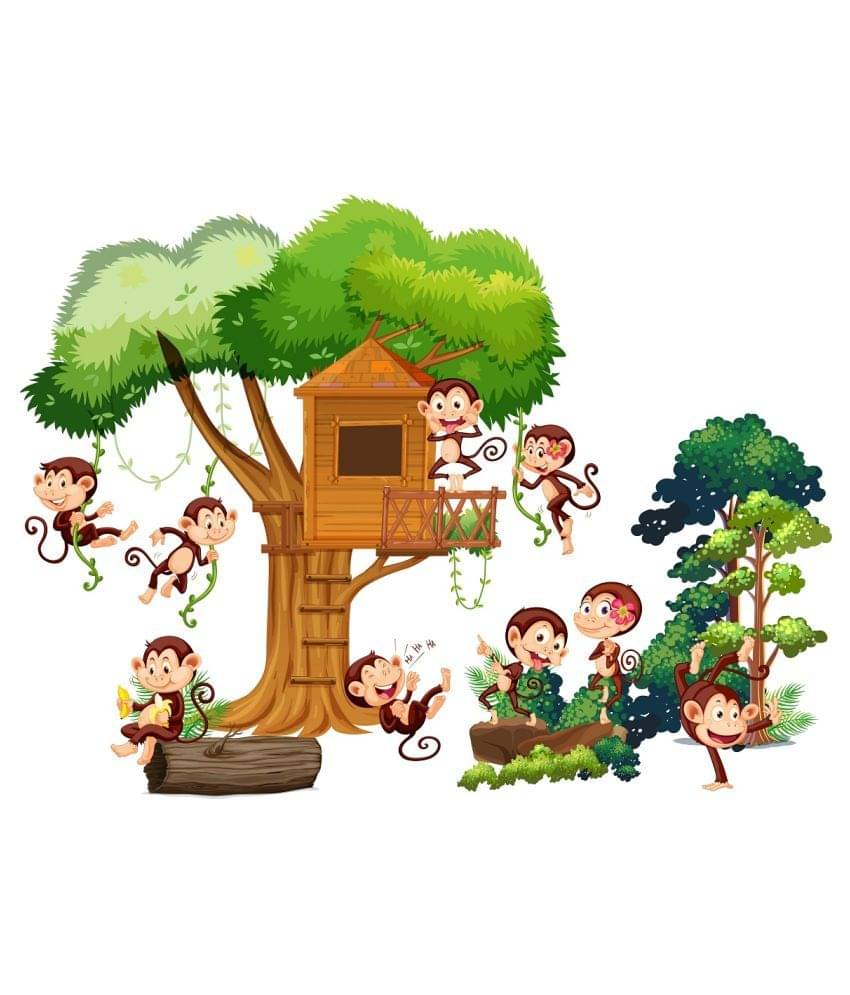 Wallzone Monkey Zoo Sticker ( 120 x 90 cms ) Wallzone Monkey Zoo Sticker ( 120 x 90 cms )