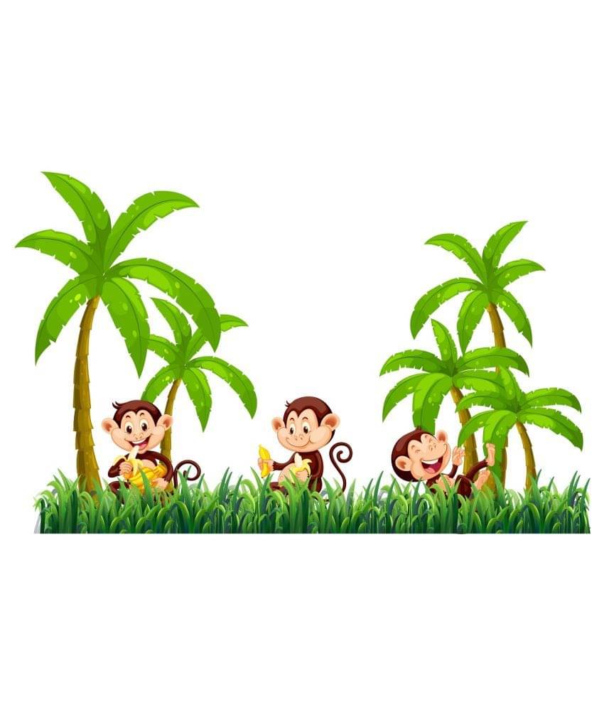 Wallzone Monkeys Sticker ( 90 x 60 cms ) Wallzone Monkeys Sticker ( 90 x 60 cms )