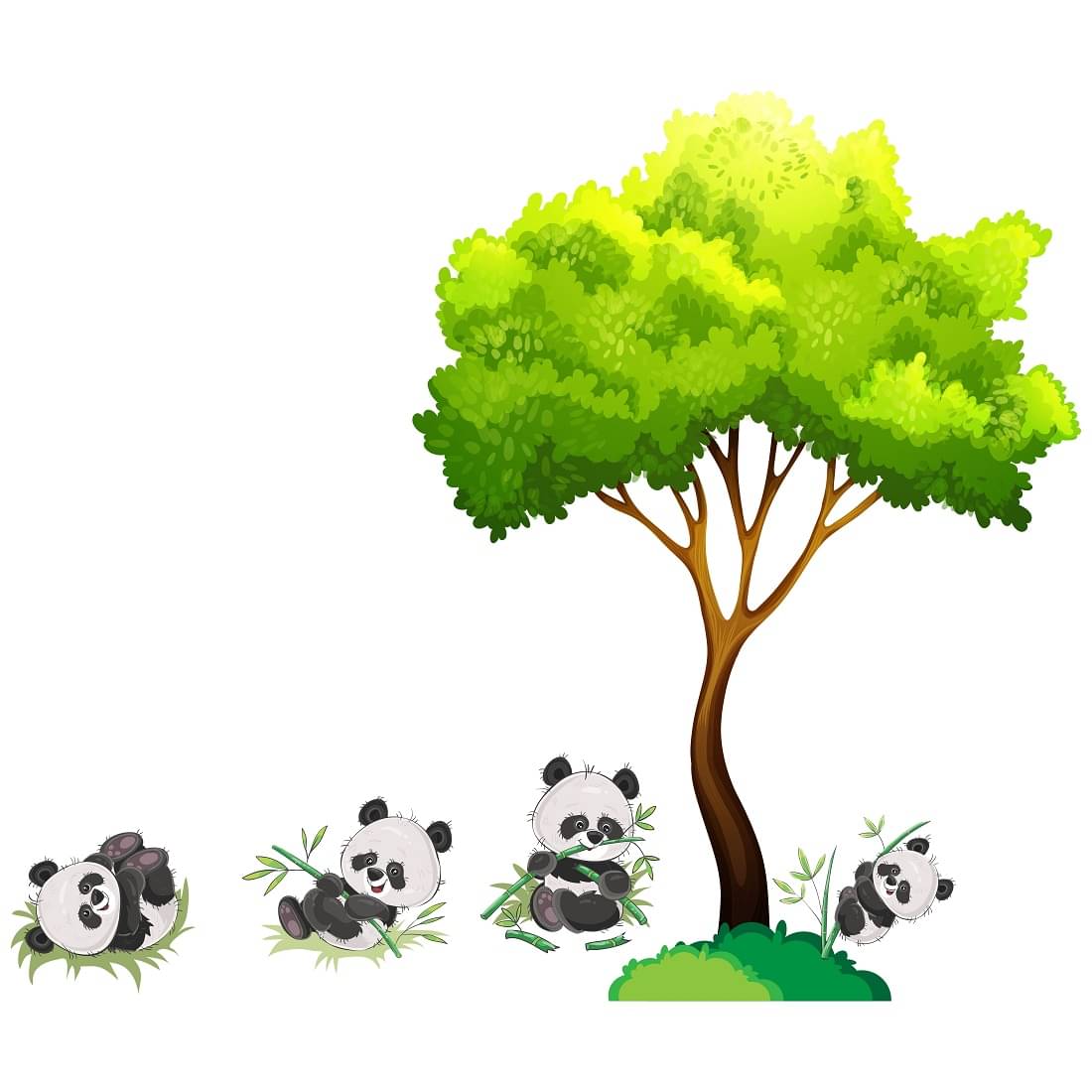     			Wallzone Panda Tree Sticker ( 90 x 100 cms )