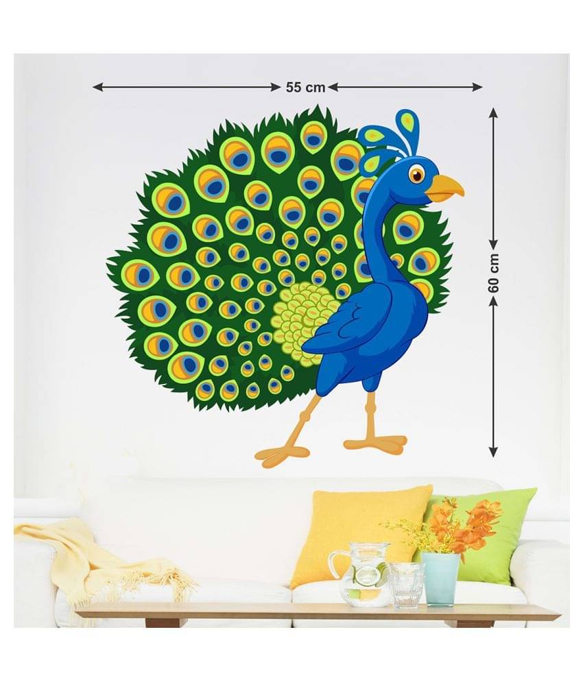     			Wallzone Peacock Sticker ( 70 x 75 cms )