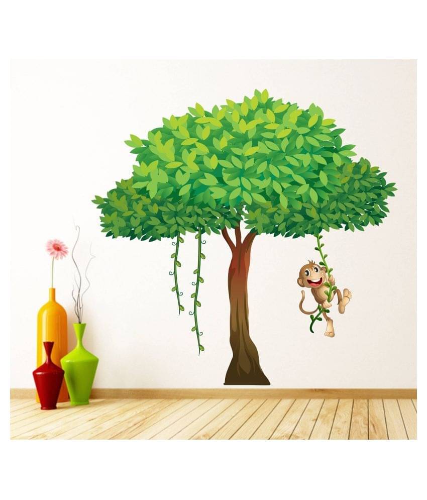 Wallzone Tree with Monkey Sticker ( 70 x 70 cms ) Wallzone Tree with Monkey Sticker ( 70 x 70 cms )