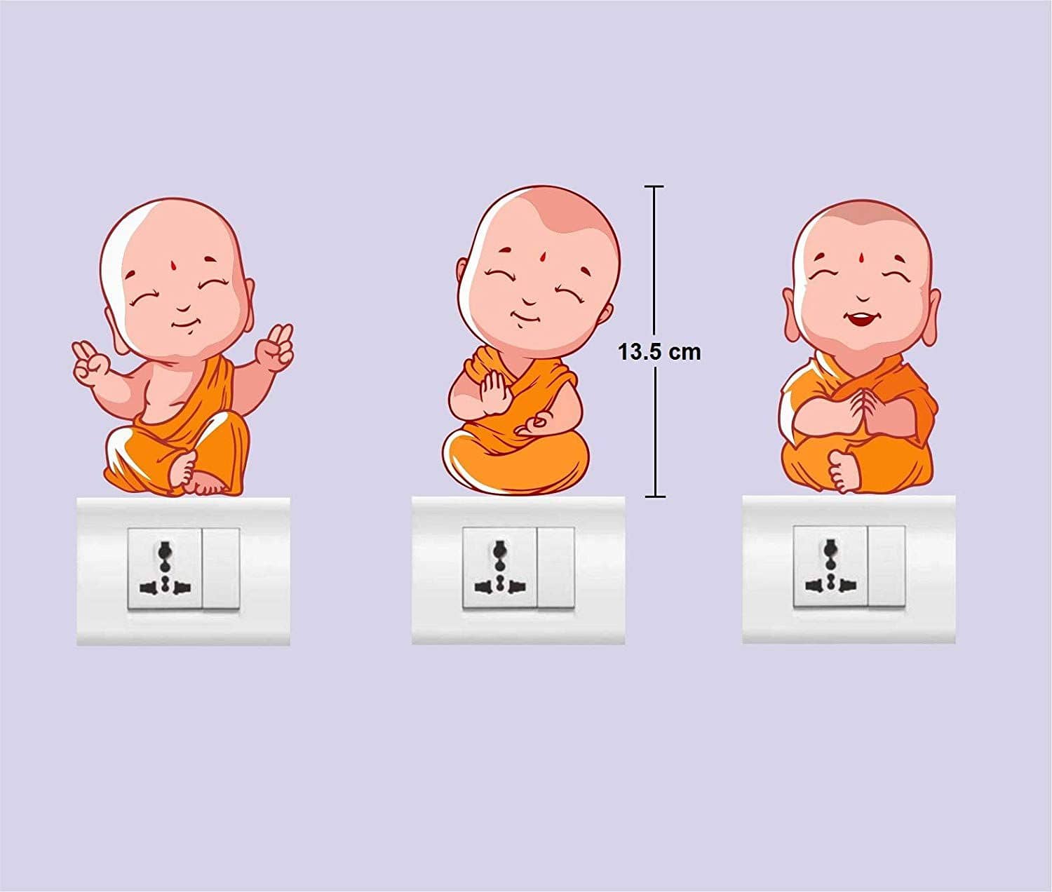 Asmi Collection Buddha Kids for Light Switches Funny Sticker ( 8 x 14 cms )