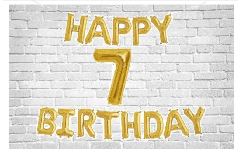     			Happy Birthday (Golden) with Numeric no. 7 (Pack of 14)