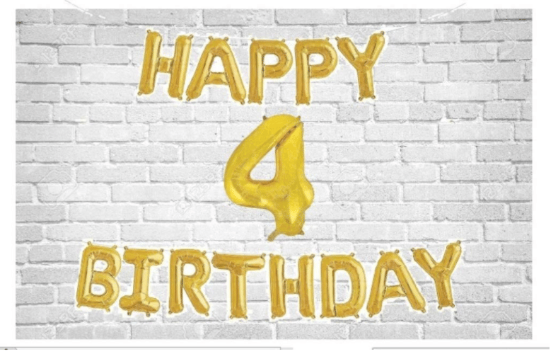     			Happy Birthday (Golden) with Numeric no. 4 (Pack of 14)
