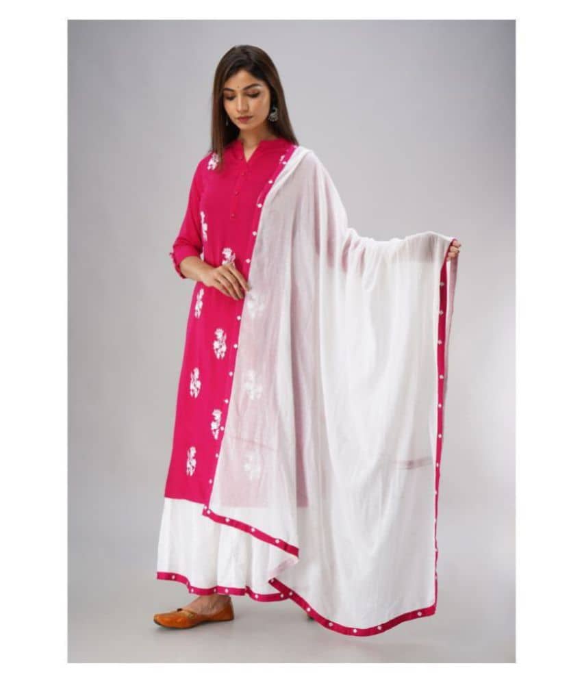 MAUKA - Pink Straight Rayon Women's Stitched Salwar Suit ( Pack of 1 )