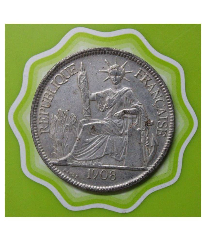     			1 Piastre 1908 - 	Third Republic of 	French Indochina Extremely Rare Coin
