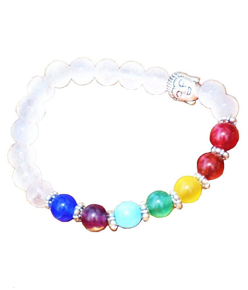     			7 chakra balancing Healing yoga Bracelet with 100% Original Sphatik Crystal/Exclusive/To Energised Seven chakra Of Human body And Heal the body Healing stone Bracelet reiky crystal