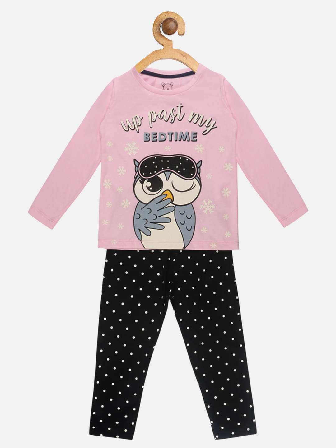     			Lazy Shark Pack of 1 Girls Cotton Blend Nightsuit Set ( Pink )
