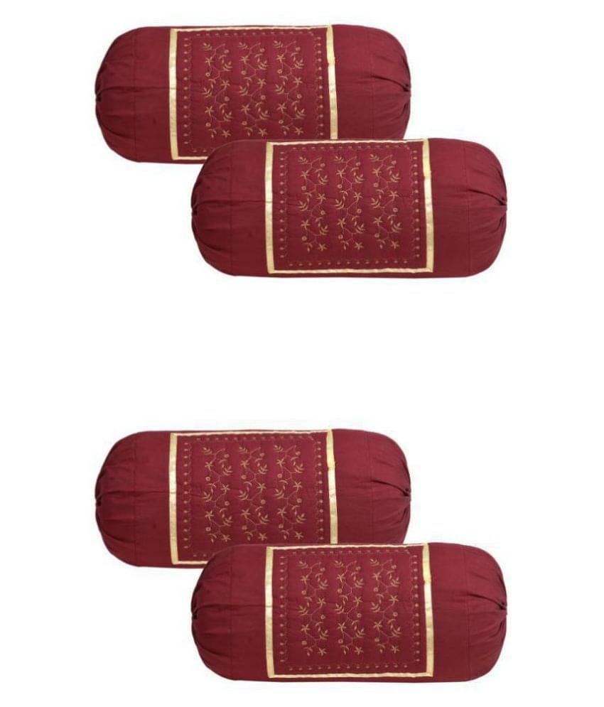    			MAHALUXMI COLLECTION Pack of 4 Maroon Pillow Cover