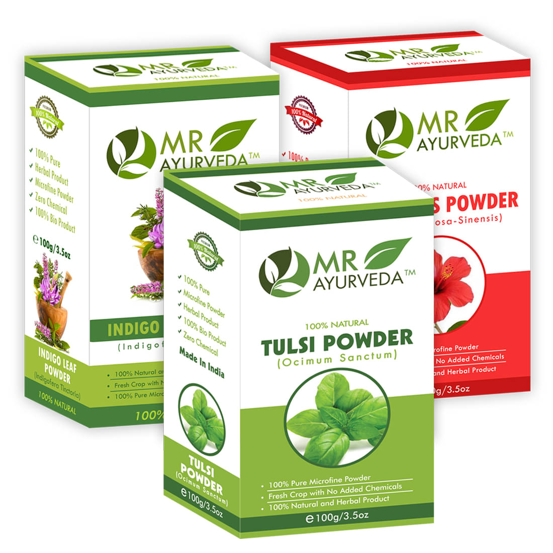 MR Ayurveda 100% Herbal Tulsi, Indigo & Hibiscus Powder Hair Scalp Treatment 300 g Pack of 3     			MR Ayurveda 100% Herbal Tulsi, Indigo & Hibiscus Powder Hair Scalp Treatment 300 g Pack of 3