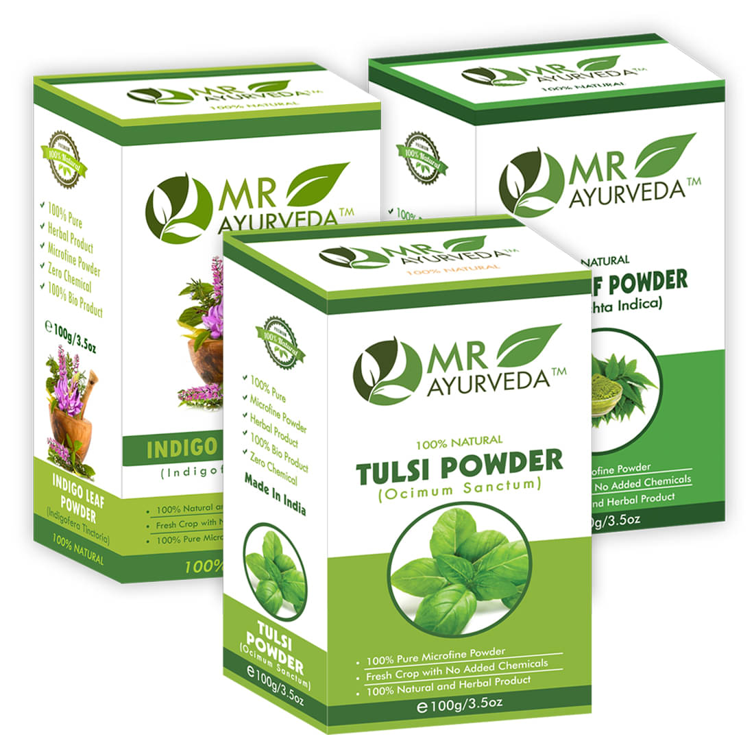 MR Ayurveda Tulsi, Indigo & Neem Powder Hair Scalp Treatment 300 g Pack of 3 MR Ayurveda Tulsi, Indigo & Neem Powder Hair Scalp Treatment 300 g Pack of 3
