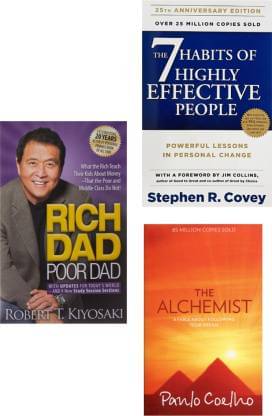     			Trio Of Rich Dad Poor Dad & The 7 Habits Of Highly Effective People & The Alchemist  (Paperback, Robert T. Kiyosaki & Stephen R. Covey & Paulo Coelho)