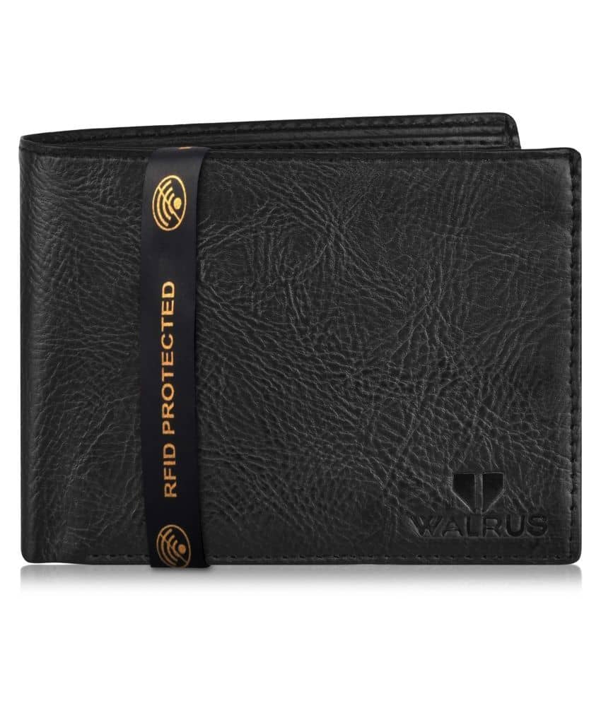 Walrus Faux Leather Black Casual Regular Wallet - Handbags | Buy online on ZillyBuy