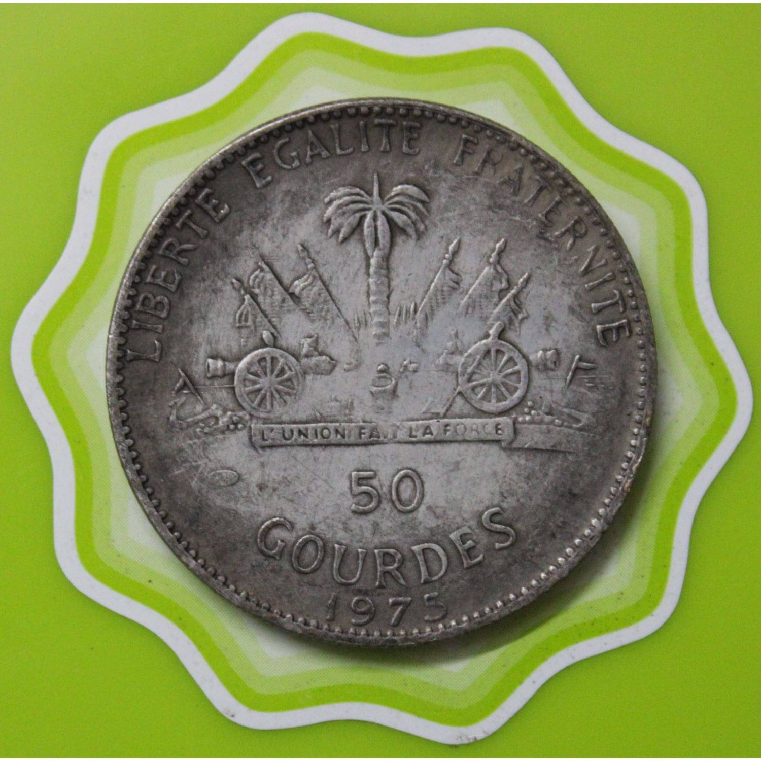     			50 Gourdes 1975 - (Holy Year) 	Haiti Extremely Rare Non-Circulated Coin