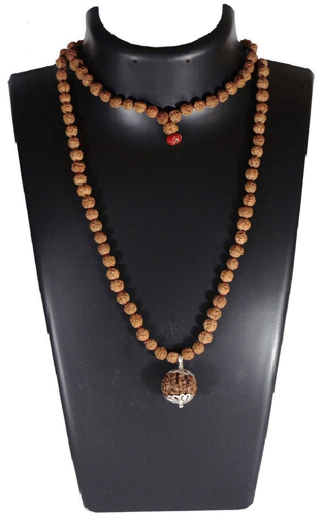 7 Mukhi Guru Mani / Bead (5 Mukhi Jal Doob Rudraksha Mala) German Silver Cap 7 Mukhi Guru Mani / Bead (5 Mukhi Jal Doob Rudraksha Mala) German Silver Cap