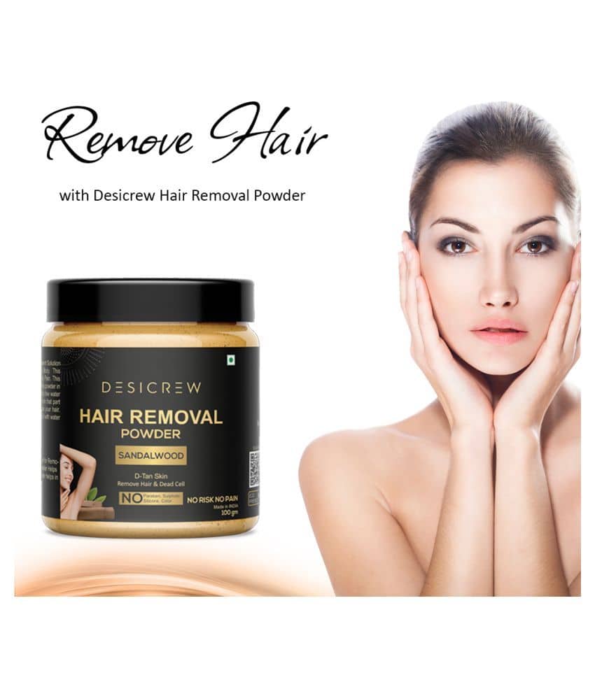 DESI CREW Pure Hair Removal Powder (Sandalwood Fragrance) Hair Removal Powder For D-Tan Skin, Removing Hair, Remove Dead cel 100 g