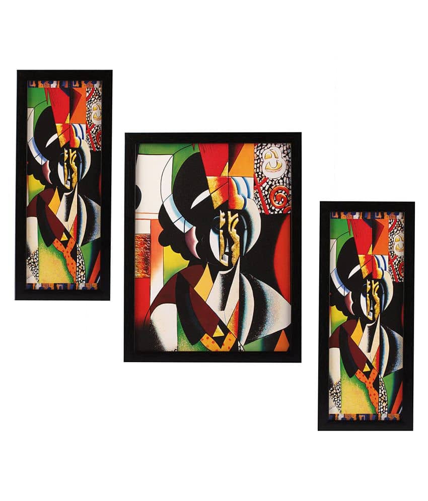 Indianara Set of 3 Modern Art Synthetic Painting With Frame