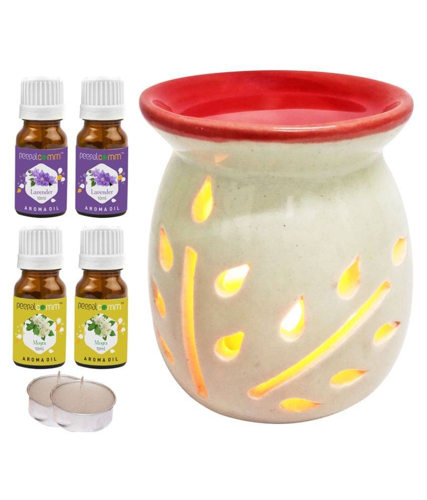     			Peepalcomm Ceramic Aroma Oils & Diffusers Set - Pack of 7