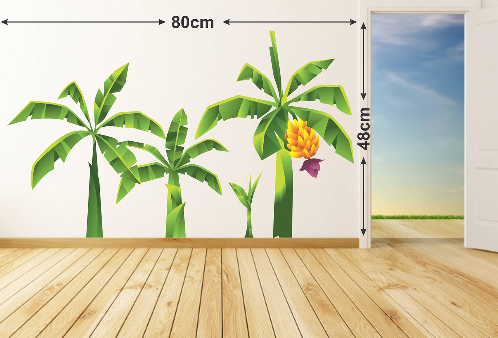     			Wallzone Banana Tree Sticker ( 70 x 75 cms )