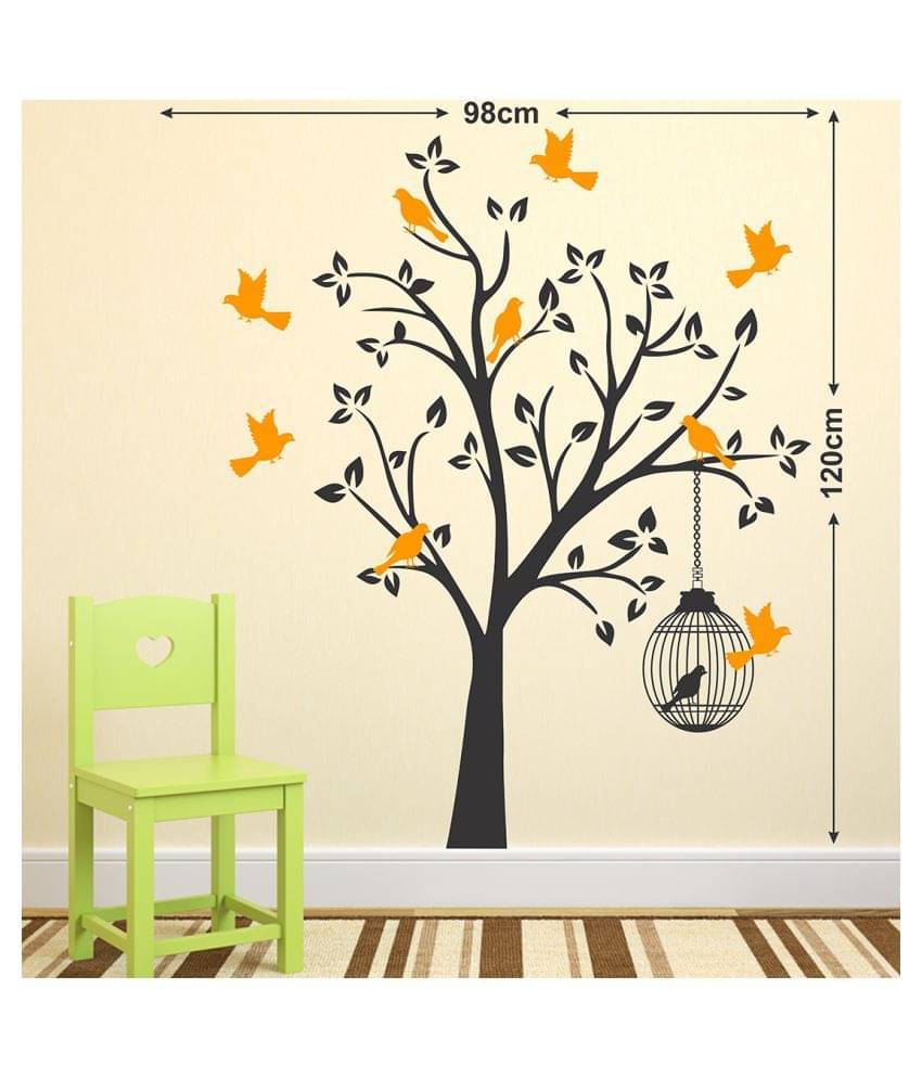     			Wallzone Birds and Tree Sticker ( 70 x 75 cms )