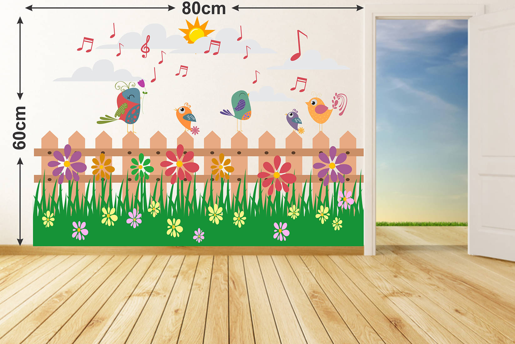     			Wallzone Birds in the Garden Sticker ( 70 x 75 cms )