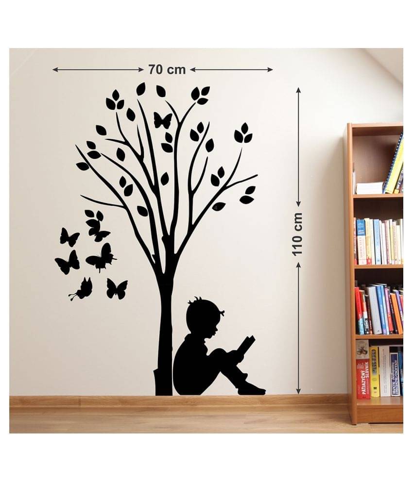     			Wallzone Boy under the Tree Sticker ( 70 x 75 cms )