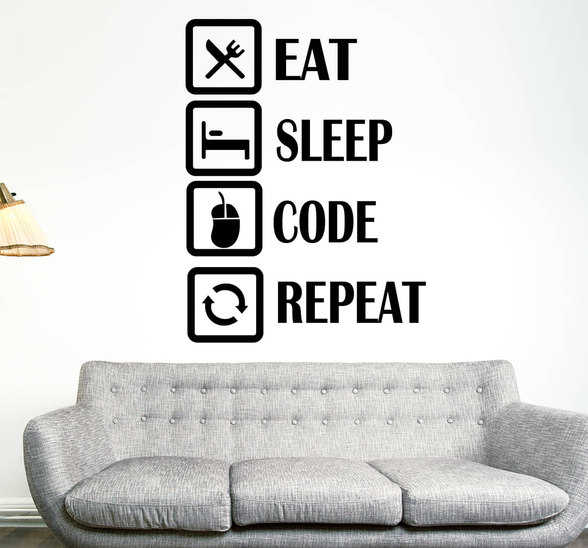 Wallzone Eat Sleep Code Repeat Sticker ( 70 x 75 cms ) Wallzone Eat Sleep Code Repeat Sticker ( 70 x 75 cms )