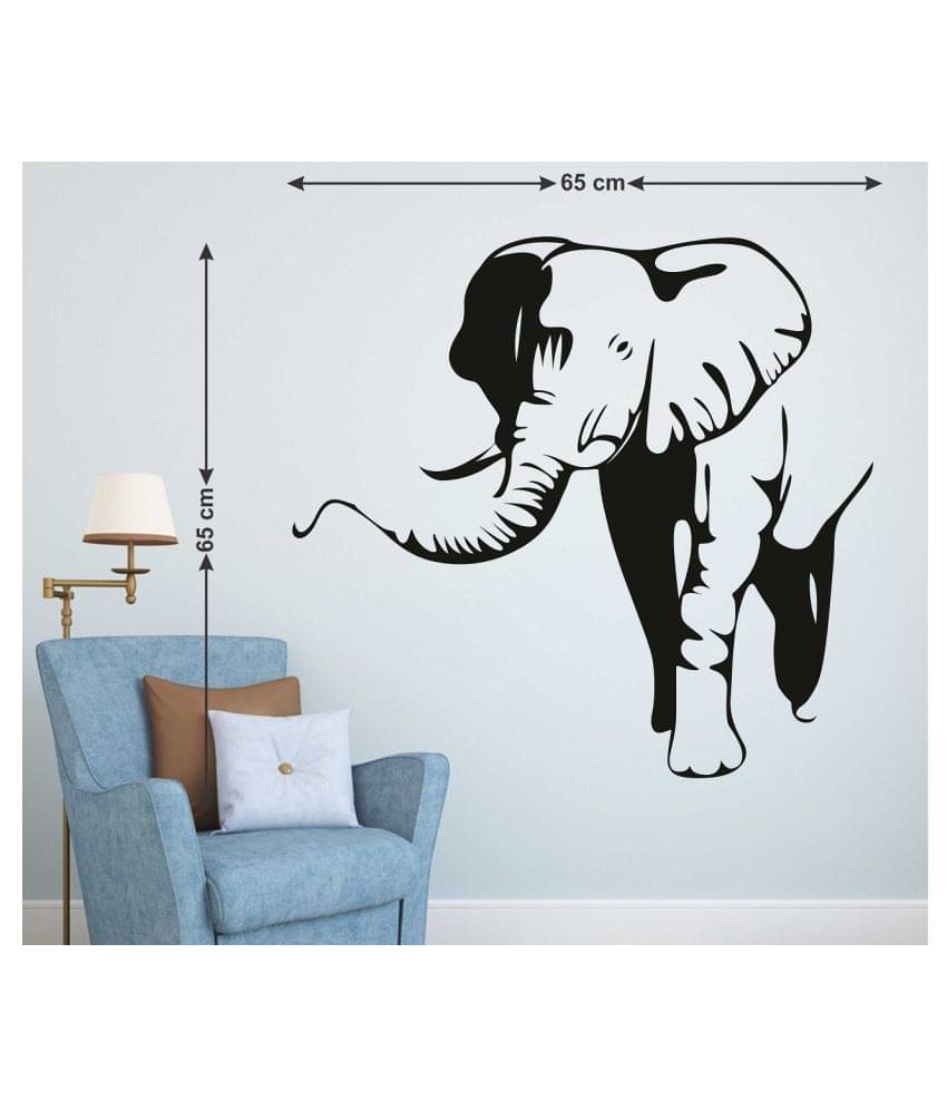     			Wallzone Elephant Medium Vinyl Wallstickers (65 cm x 65 cm) Sticker ( 70 x 75 cms )