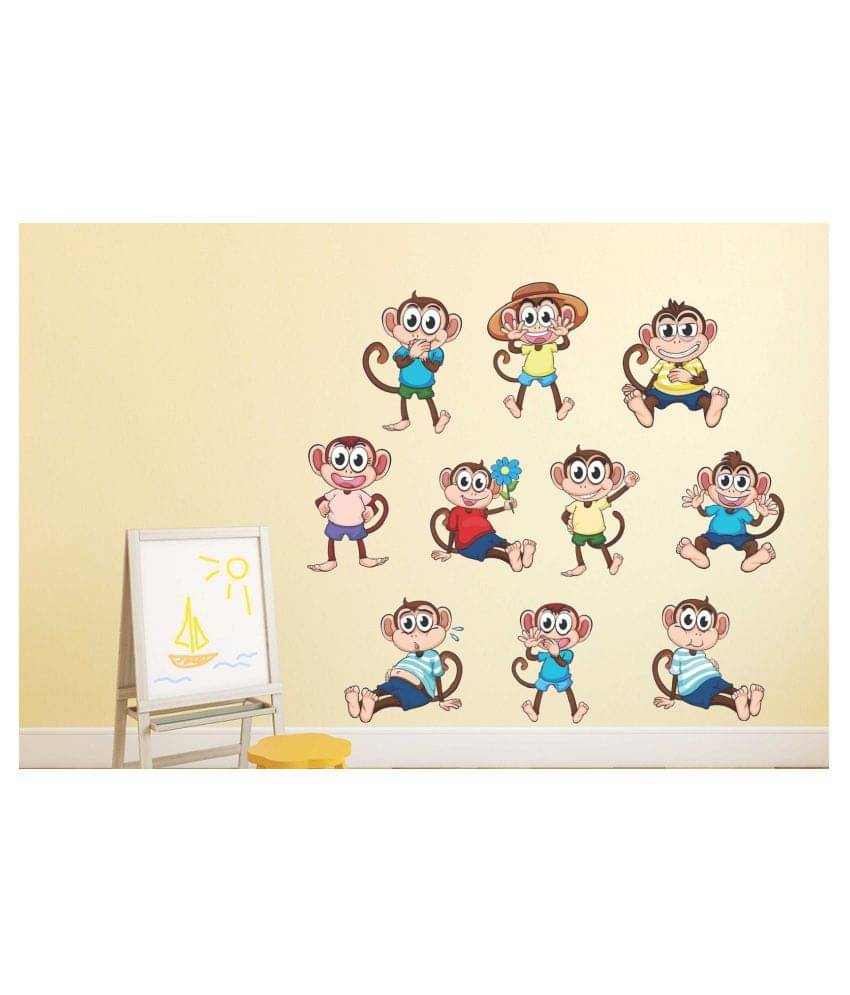    			Wallzone Happy Monkey Sticker ( 70 x 75 cms )