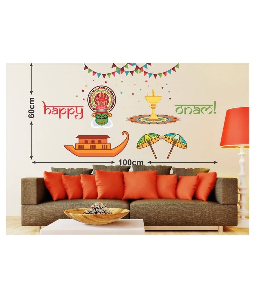     			Wallzone Happy Onam Sticker ( 70 x 75 cms )