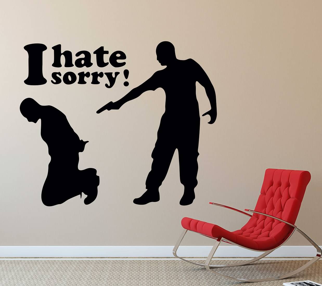     			Wallzone I Hate Sorry Sticker ( 70 x 75 cms )