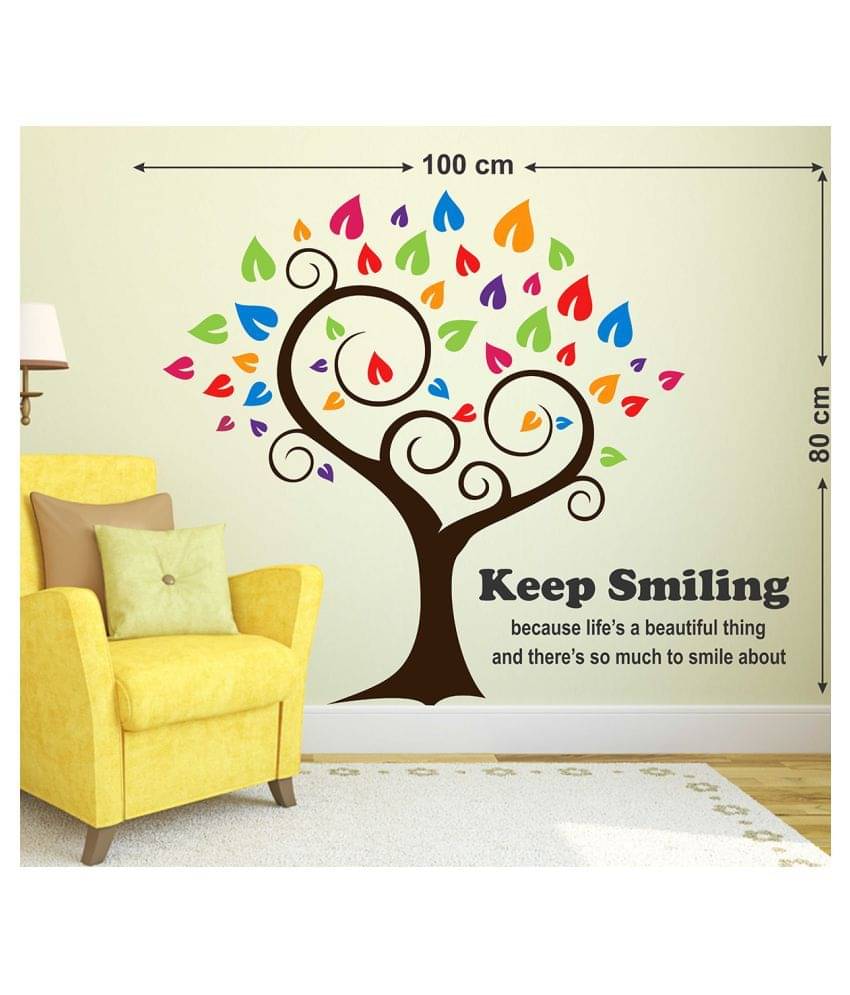     			Wallzone Keep Smiling Sticker ( 70 x 75 cms )