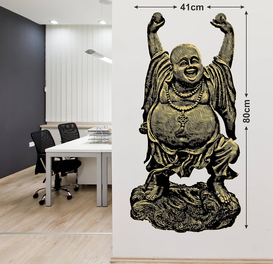     			Wallzone Laughing Buddha Sticker ( 70 x 75 cms )