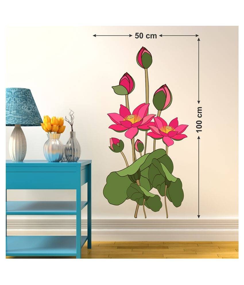     			Wallzone Lotus Medium Vinyl Wallstickers (50 cm x 100 cm) Sticker ( 70 x 75 cms )