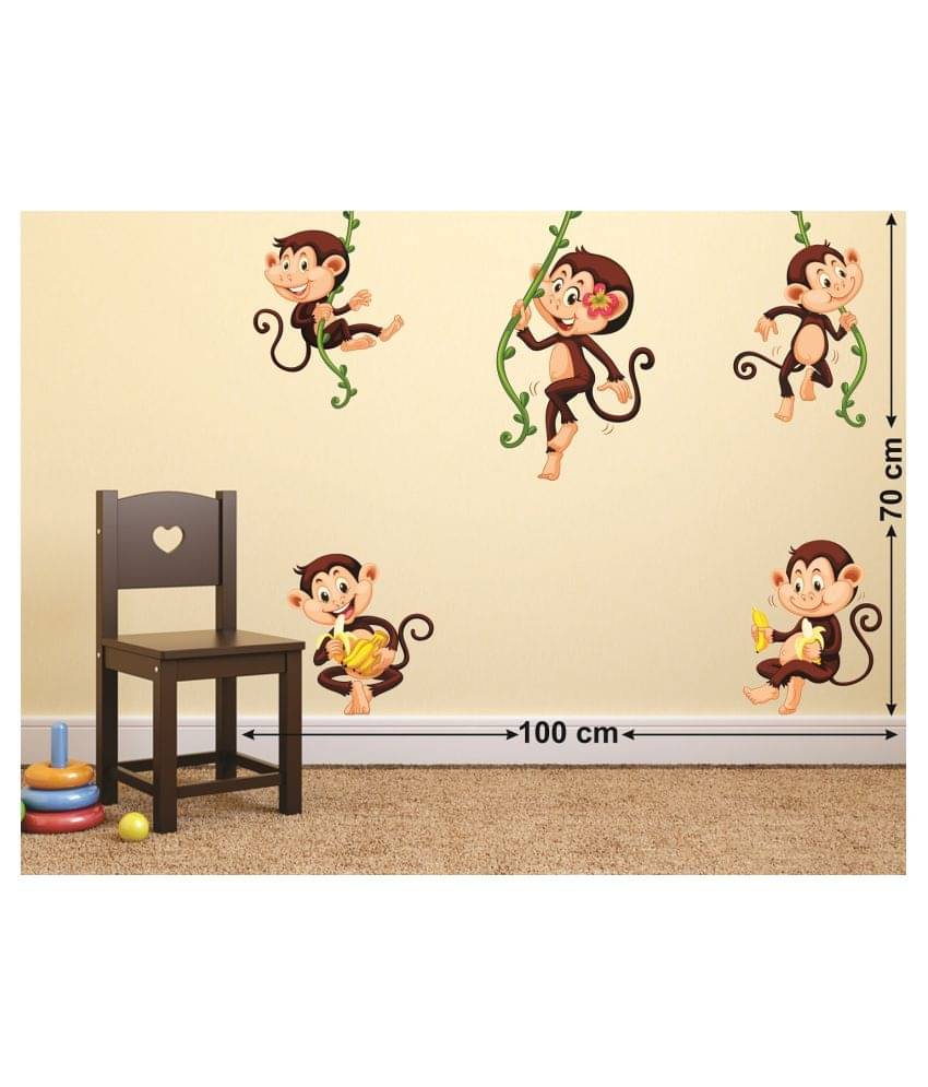     			Wallzone Monkeys Sticker ( 70 x 75 cms )