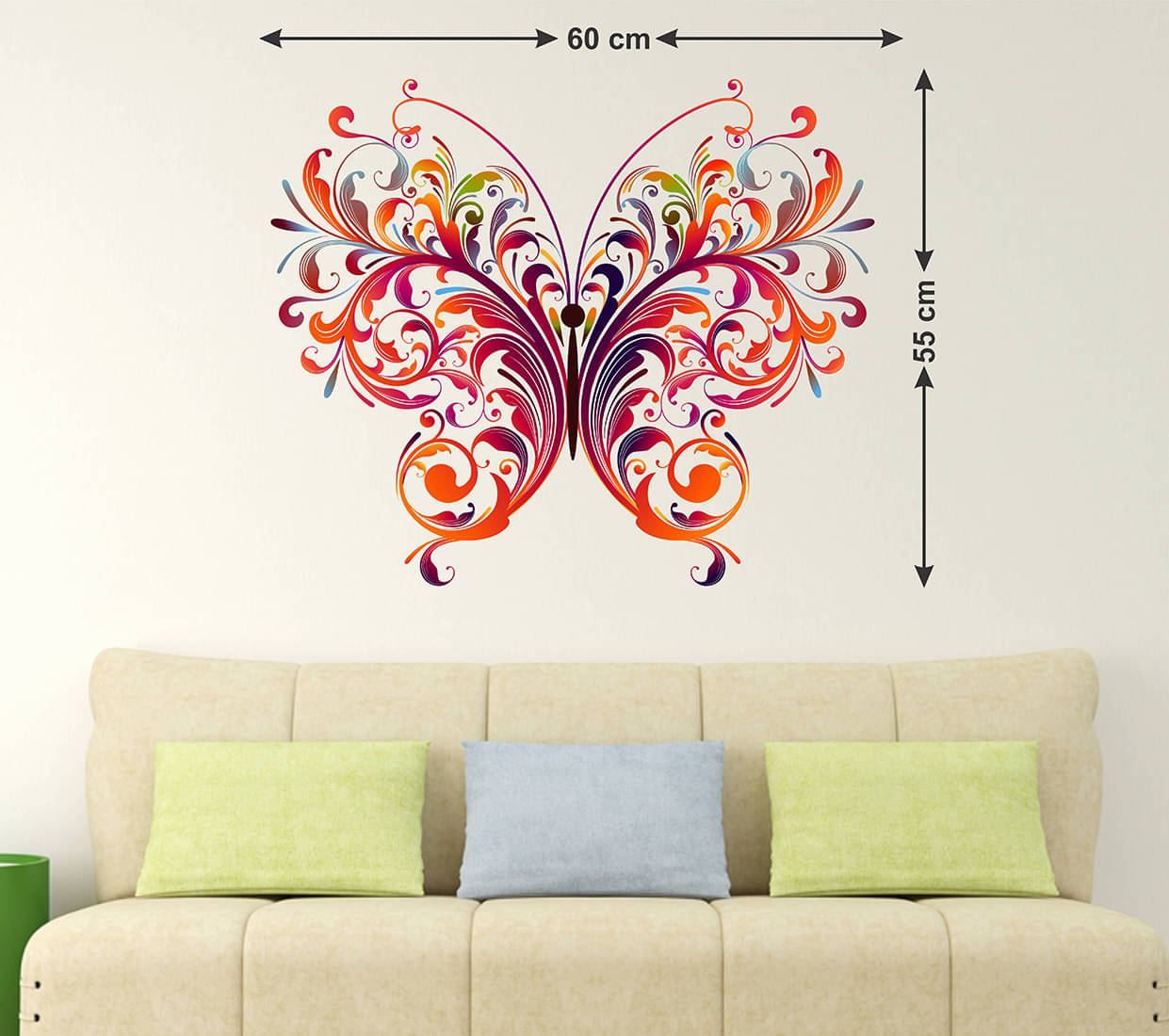     			Wallzone Multicolor Butterfly Sticker ( 70 x 75 cms )