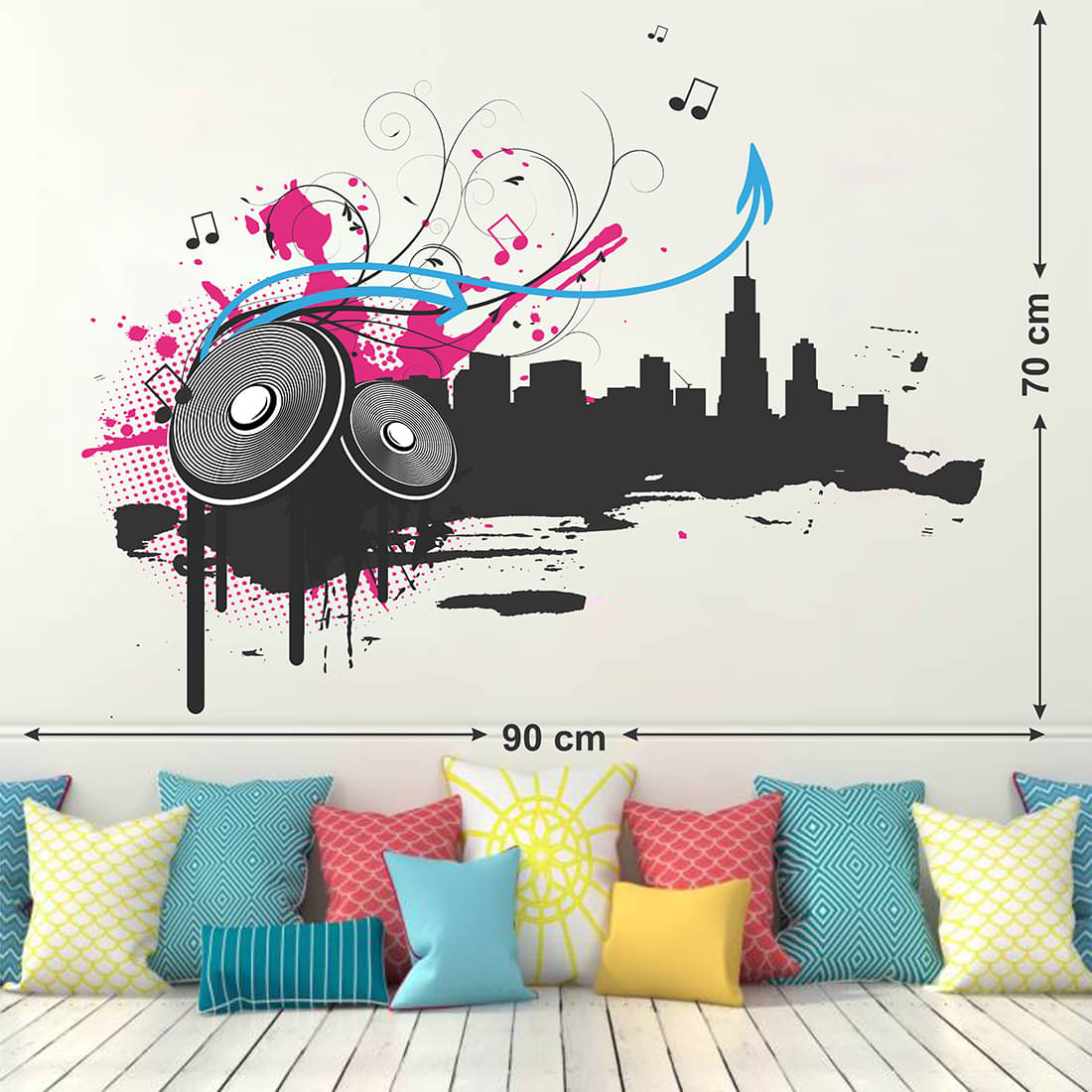     			Wallzone Music Band Sticker ( 70 x 75 cms )