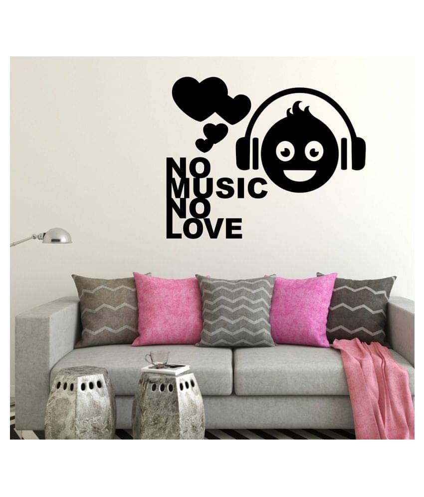     			Wallzone NO MUSIC NO LOVE Sticker ( 70 x 75 cms )
