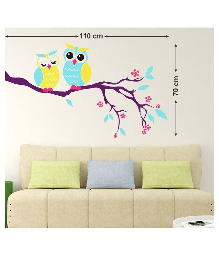     			Wallzone Owls Sticker ( 70 x 75 cms )